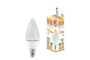 Лампа светодиодная FС37-10 Вт-230 В -4000 К–E14 Народная | SQ0340-1594 | TDM