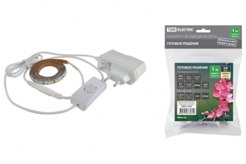 Комплект светодиодной ленты SMD2835-60 LED/м-12 В-4,8 Вт/м-IP20-3000 К (1 м), 6 Вт | SQ0331-0222 | TDM