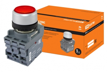 Кнопка с фиксацией MP2-21R(LED) в сборе d22мм/24В 1з+1р красная | SQ0747-0025 | TDM