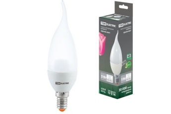 Лампа светодиодная LED 5Вт E14 220В 4000К WFС37 свеча на ветру | SQ0340-0047 | TDM