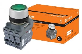 Кнопка MP1-21G(LED) в сборе d22мм/24В 1з+1р зеленая | SQ0747-0018 | TDM