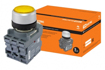 Кнопка MP1-21Y(LED) в сборе d22мм/24В 1з+1р желтая | SQ0747-0019 | TDM