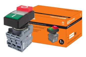 Кнопка двойная MPD13-11С (зеленая/красная-выступающая) (LED) d22мм/24В (I/O) линза прозрачная | SQ0747-0042 | TDM