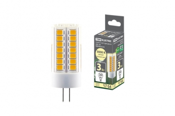 Лампа светодиодная G4-3 Вт-230 В-3000 К, SMD, 16x43 мм | SQ0340-0210 | TDM