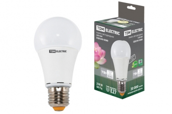 Лампа светодиодная LED 7Вт Е27 220В 3000К А60 груша | SQ0340-0080 | TDM