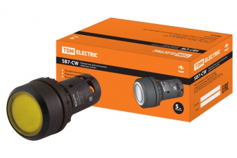 Кнопка SB7-CW3565-220V(LED) d22мм 1з+1р желтая | SQ0746-0037 | TDM