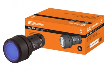Кнопка SB7-CW3665-24V(LED) d22мм 1з+1р синяя | SQ0746-0040 | TDM