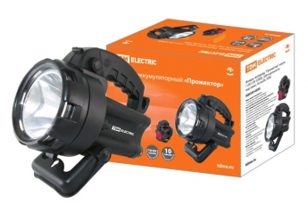 Фонарь прожекторный 1хLED + 4хLED аккумулятор 4В4А*ч, подставка, (CREE) | SQ0350-0035 | TDM