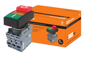 Кнопка двойная MPD13-11Y (зеленая/красная-выступающая) (LED) d22мм/24В (I/O) линза желтая | SQ0747-0041 | TDM