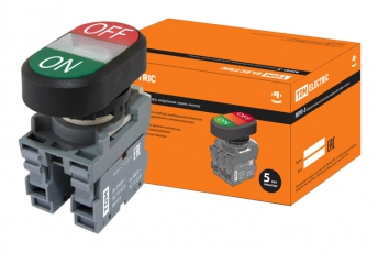 Кнопка двойная MPD3-11С (зеленая/красная) (LED) в сборе d22мм/220В (ON/OFF) линза прозрачная | SQ0747-0053 | TDM