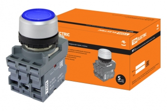 Кнопка с фиксацией MP2-21L(LED) в сборе d22мм/24В 1з+1р синяя | SQ0747-0028 | TDM