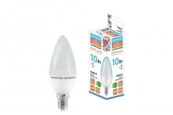 Лампа светодиодная FС37-10 Вт-230 В -6500 К–E14 Народная | SQ0340-1596 | TDM