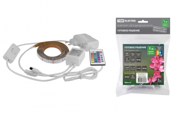 Комплект светодиодной ленты SMD5050-30 LED/м-12 В-7,2 Вт/м-IP20-RGB (1 м), 12 Вт, IR-контроллер  | SQ0331-0228 | TDM