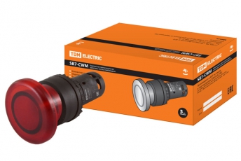 Кнопка грибовидная SB7-CWM42-220V(LED) d35мм 1р красная | SQ0746-0051 | TDM