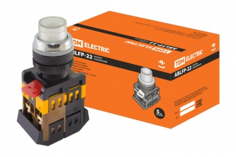 Кнопка ABLFP-22 прозрачн. d22мм неон/230В 1з+1р  | SQ0704-0032 | TDM