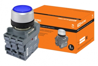 Кнопка MP1-21L(LED) в сборе d22мм/24В 1з+1р синяя | SQ0747-0020 | TDM