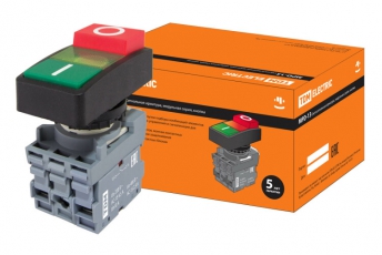Кнопка двойная MPD13-11G (зеленая/красная-выступающая) (LED) d22мм/220В (I/O) линза зеленая | SQ0747-0036 | TDM
