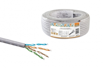 Кабель витая пара народный U/UTP Cat 5e 4х2х24AWG CCA (25м) PVC, серый | SQ0107-0113 | TDM