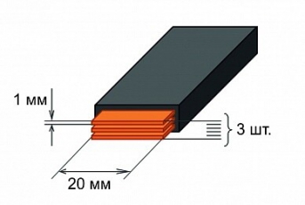 Шина медная гибкая изолированная ШМГ 3х(20x1мм) 2м.  | SQ0828-0003 | TDM
