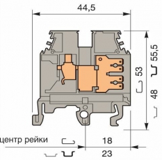 Клемма M4/6.2G.N винт 4мм.кв., 2 quick connect (fast on) 6,3x0,8 мм, синяя | 1SNA125189R1300 | TE