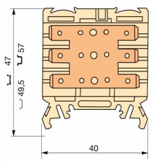 Клемма HD2,5/6.3.3G.3G.1, 6 quick-connect (fast on) 6,3x0,8мм, 2,5 мм.кв., горизонтальные | 1SNA190316R2700 | TE