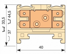 Клемма HD6/8.2G.2G.1, 4 quick-connect (fast on) 6,3x0,8мм, 6 мм. кв., горизонтальные | 1SNA160606R1400 | TE