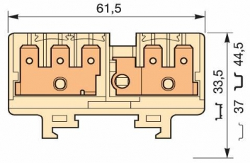 Клемма HD6/9.2G.3G quick-connect (fast on) 6,3x0,8мм, 6 мм. кв., 2 цепи(3 вертикальные + 2 вертикальные с тестовым гнездом) | 1SNA160564R0100