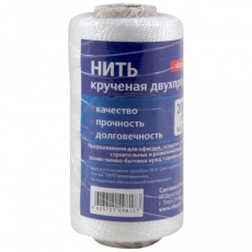 Нить крученая ПП 1,3 мм двухпрядная, белая, 200 м | 139903 | Tech-KREP