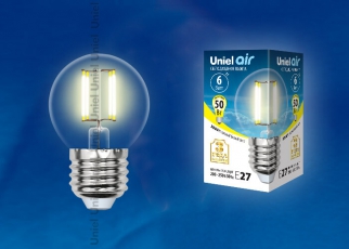 Лампа светодиодная LED-G45-6W/WW/E27/CL GLA01TR LED. 