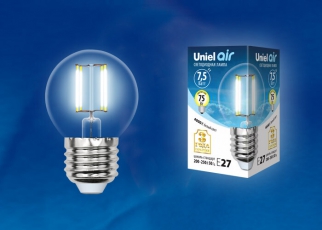 Лампа светодиодная LED-G45-7,5W/NW/E27/CL GLA01TR LED. 