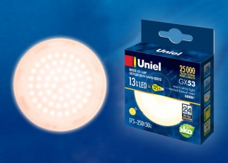 Лампа светодиодная LED-GX53-13W/WW/GX53/FR PLZ01WH LED, матовая. 3000K | UL-00003724 | Uniel