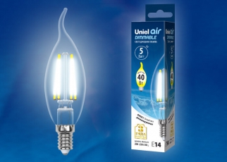 Лампа светодиодная LED-CW35-5W/NW/E14/CL/DIM GLA01TR LED диммируемая. 