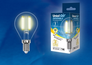 Лампа светодиодная LED-G45-5W/WW/E14/CL/DIM GLA01TR LED диммируемая. 
