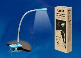 Светильник настольный TLD-554 Blue/LED/400Lm/5500K/Dimmer «прищепка» 4W сенсор Голубой | UL-00003646 | Uniel