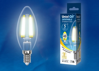 Лампа светодиодная LED-C35-5W/WW/E14/CL/DIM GLA01TR LED диммируемая. 