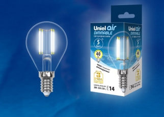 Лампа светодиодная LED-G45-5W/NW/E14/CL/DIM GLA01TR LED диммируемая. 
