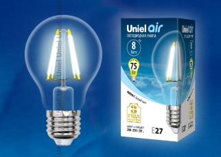 Лампа светодиодная LED-A60-8W/NW/E27/CL GLA01TR LED. 