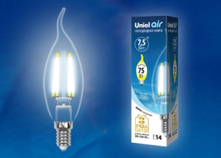 Лампа светодиодная LED-CW35-7,5W/NW/E14/CL GLA01TR LED. 