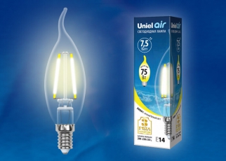 Лампа светодиодная LED-CW35-7,5W/WW/E14/CL GLA01TR LED. 