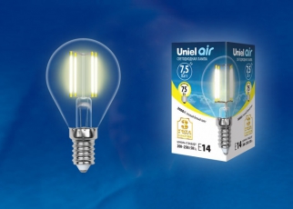 Лампа светодиодная LED-G45-7,5W/WW/E14/CL GLA01TR LED. 
