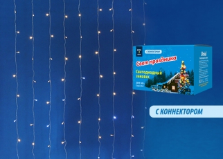 Занавес светодиодный с эффектом мерцания ULD-C2030-240/TTK WARMWHITE-WHITE IP44 3х2м соед. 240диодов тепл бел/белый свет, прозр | UL-00003950 | Uniel