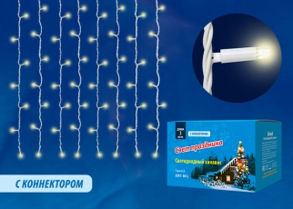 Занавес светодиодный с эффектом мерцания ULD-C2030-240/TWK WARM WHITE IP67 3х2м соед. 240 диодов тепл белый свет, шнур белый | UL-00003684 | Uniel