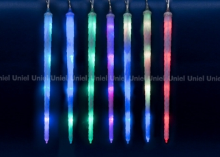 Занавес светодиодный «Морозные сосульки» ULD-E3005-210/DTK RGB IP44 FROSTED ICICLE соед. 27х0,42м 10нитей RGB шнур прозр. | 11126 | Uniel