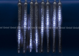 Занавес светодиодный «Сосульки» ULD-E3005-300/DTK WHITE IP44 ICICLE соед. 27х042м. 10 нитей. белый свет. шнур прозр. | 11124 | Uniel