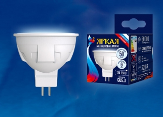 Лампа светодиодная LED-JCDR 6W/NW/GU5.3/FR PLP01WH LED. «JCDR», матовая. серия Яркая, пр-во Россия, 4000K | UL-00002422 | Uniel