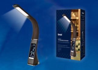 Светильник настольный TLD-542 Brown/LED/300Lm/5000K/Dimmer c часами календарем Т 5W сенсор Коричневый (стилизован под кожу) | UL-00001817 | Uniel