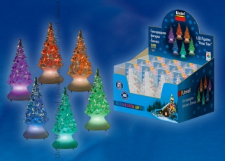 Фигура светодиодная «Ёлочка» ULD-F620 RGB XMAS TREE SET12 набор 12 шт RGB 5х10см. IP20 от ЭП CR2032 (в/к) | 11040 | Uniel