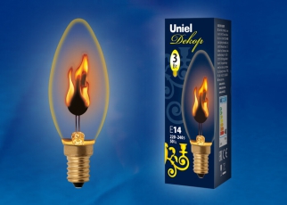 Лампа накаливания ЛОН IL-N-C35-3/RED-FLAME/E14/CL с эффектом пламени | UL-00002981 | Uniel