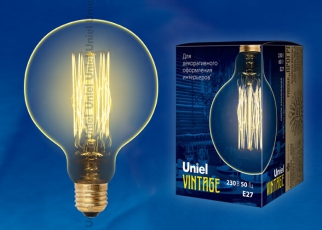 Лампа накаливания ЛОН Vintage IL-V-G125-60/GOLDEN/E27 VW01 «шар». нити VW | UL-00000480 | Uniel