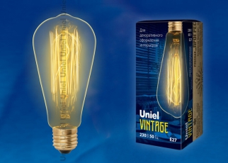 Лампа накаливания ЛОН Vintage IL-V-ST64-60/GOLDEN/E27 VW02 «конус». нити VW | UL-00000482 | Uniel